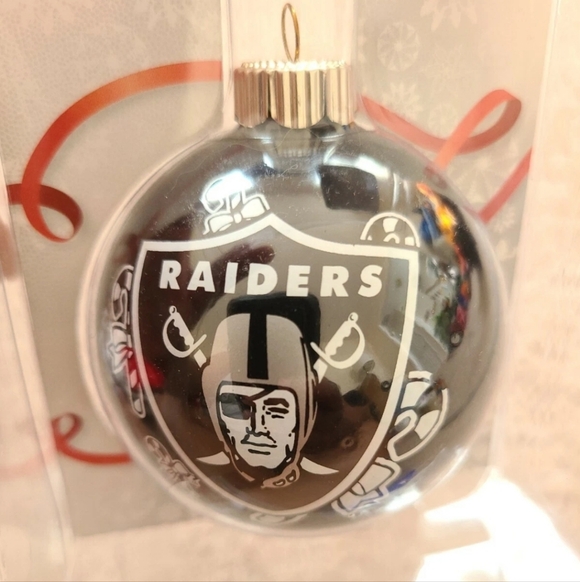 NFL Other - Oakland Raiders Candy Canes Glass NFL Black Chirstmas Tree Ornament Collector